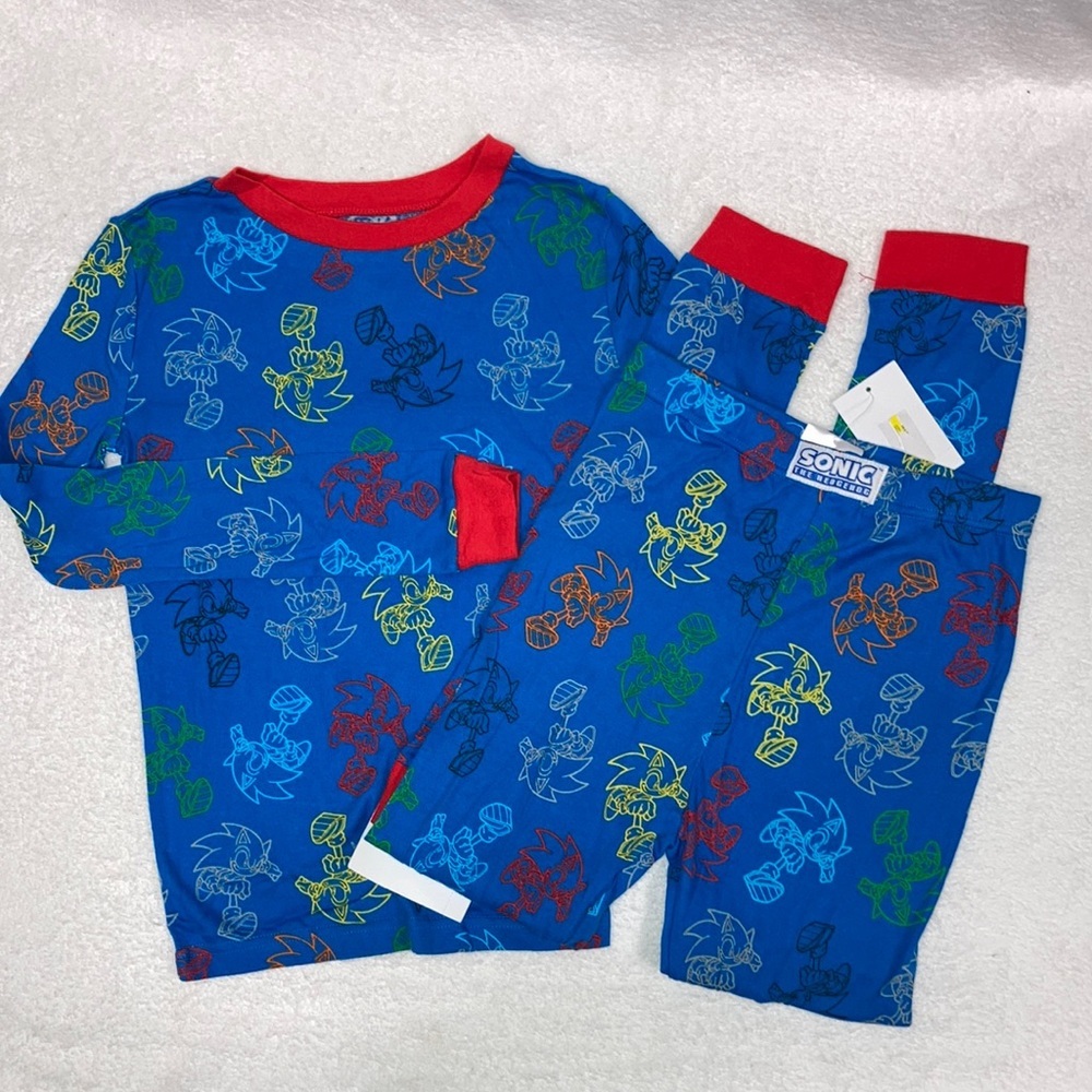 NWT Sonic the hedgehog snug fit cotton pajama set boys size 10
